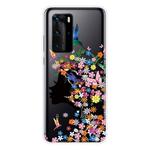 For Huawei P40 Shockproof Painted Transparent TPU Protective Case(Flower Girl)