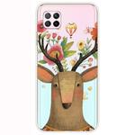 For Huawei P40 Lite Shockproof Painted Transparent TPU Protective Case(Flower Deer)