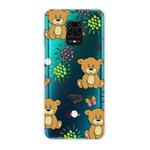 For Xiaomi Redmi Note 9S Shockproof Painted Transparent TPU Protective Case(Little Brown Bear)