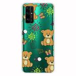 For Huawei Honor 30 Pro Shockproof Painted Transparent TPU Protective Case(Little Brown Bear)