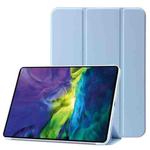 For iPad 10th Gen 10.9 2022 Three-folding Holder Honeycomb Silicone + PU Smart Leather Tablet Case(Light Blue)