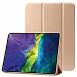 For iPad 10th Gen 10.9 2022 Three-folding Holder Honeycomb Silicone + PU Smart Leather Tablet Case(Gold)