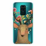 For Xiaomi Redmi Note 9 Shockproof Painted Transparent TPU Protective Case(Flower Deer)