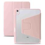 For iPad 10th Gen 10.9 2022 3-Fold 360 Rotation Acrylic Leather Smart Tablet Case(Pink)