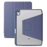 For iPad 10th Gen 10.9 2022 3-Fold 360 Rotation Acrylic Leather Smart Tablet Case(Lavender Purple Grey)