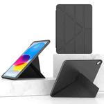 For iPad 10th Gen 10.9 2022 Multi-folding TPU Leather Smart Tablet Case(Black)