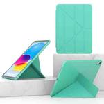 For iPad 10th Gen 10.9 2022 Multi-folding TPU Leather Smart Tablet Case(Mint Green)