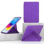 For iPad 10th Gen 10.9 2022 Multi-folding TPU Leather Smart Tablet Case(Purple)
