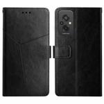 For Xiaomi Redmi 11 Prime 4G HT01 Y-shaped Pattern Flip Leather Phone Case(Black)