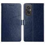 For Xiaomi Redmi 11 Prime 4G HT01 Y-shaped Pattern Flip Leather Phone Case(Blue)