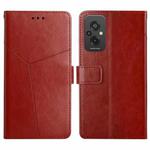 For Xiaomi Redmi 11 Prime 4G HT01 Y-shaped Pattern Flip Leather Phone Case(Brown)