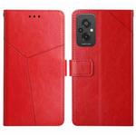 For Xiaomi Redmi 11 Prime 4G HT01 Y-shaped Pattern Flip Leather Phone Case(Red)