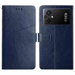 For Xiaomi Redmi 11 Prime 5G HT01 Y-shaped Pattern Flip Leather Phone Case(Blue)