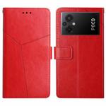 For Xiaomi Redmi 11 Prime 5G HT01 Y-shaped Pattern Flip Leather Phone Case(Red)