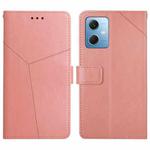 For Xiaomi Redmi Note 12 China HT01 Y-shaped Pattern Flip Leather Phone Case(Pink)