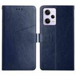 For Xiaomi Redmi Note 12 Pro 5G China HT01 Y-shaped Pattern Flip Leather Phone Case(Blue)