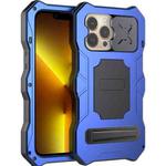 For iPhone 14 Pro Life Waterproof Camshield Tri-poof Metal Phone Case with Holder(Blue)