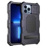 For iPhone 14 Pro Max Life Waterproof Camshield Tri-poof Metal Phone Case with Holder(Black)