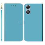 For OPPO A17 Imitated Mirror Surface Flip Leather Phone Case(Blue)