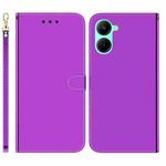 For Realme C33 Imitated Mirror Surface Flip Leather Phone Case(Purple)