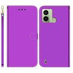 For Tecno Pop 6 Fingerprint Imitated Mirror Surface Flip Leather Phone Case(Purple)