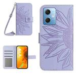 For Xiaomi Redmi Note 12 China Skin Feel Sun Flower Pattern Flip Leather Phone Case with Lanyard(Purple)