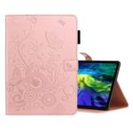 For iPad Pro 11 (2020) Butterflies Embossing Pattern Horizontal Flip Leather Tablet Case with Holder & Card Slot(Rose Gold)