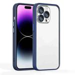 For iPhone 14 Plus Cat Eyes Metal Camera Lens Shockproof Protective Phone Case(Dark Blue)