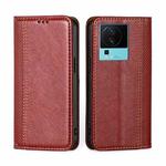 For vivo iQOO Neo7 Grid Texture Magnetic Flip Leather Phone Case(Red)