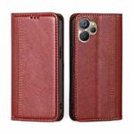For Realme 9i 5G Global/10 5G Grid Texture Magnetic Flip Leather Phone Case(Red)