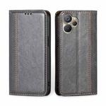 For Realme 9i 5G Global/10 5G Grid Texture Magnetic Flip Leather Phone Case(Grey)