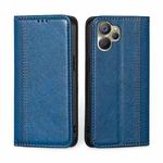 For Realme 9i 5G Global/10 5G Grid Texture Magnetic Flip Leather Phone Case(Blue)