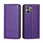 For Realme 9i 5G Global/10 5G Grid Texture Magnetic Flip Leather Phone Case(Purple)