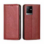 For vivo T2x 5G/Y73t/iQOO Z6x Grid Texture Magnetic Flip Leather Phone Case(Red)