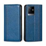For vivo T2x 5G/Y73t/iQOO Z6x Grid Texture Magnetic Flip Leather Phone Case(Blue)