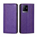 For vivo T2x 5G/Y73t/iQOO Z6x Grid Texture Magnetic Flip Leather Phone Case(Purple)