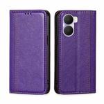 For Honor Play 40 Plus Grid Texture Magnetic Flip Leather Phone Case(Purple)