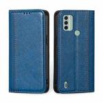 For Nokia C31 Grid Texture Magnetic Flip Leather Phone Case(Blue)