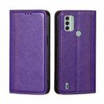 For Nokia C31 Grid Texture Magnetic Flip Leather Phone Case(Purple)