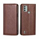 For Nokia C31 Grid Texture Magnetic Flip Leather Phone Case(Brown)