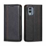 For Nokia X30 5G Grid Texture Magnetic Flip Leather Phone Case(Black)