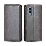 For Nokia X30 5G Grid Texture Magnetic Flip Leather Phone Case(Grey)