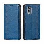 For Nokia X30 5G Grid Texture Magnetic Flip Leather Phone Case(Blue)
