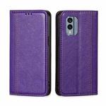 For Nokia X30 5G Grid Texture Magnetic Flip Leather Phone Case(Purple)