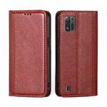 For ZTE Blade A52 Lite Grid Texture Magnetic Flip Leather Phone Case(Red)
