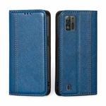 For ZTE Blade A52 Lite Grid Texture Magnetic Flip Leather Phone Case(Blue)