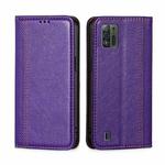 For ZTE Blade A52 Lite Grid Texture Magnetic Flip Leather Phone Case(Purple)