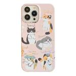 For iPhone 14 Pro Max Cartoon Film Craft Hard PC Phone Case(Cute Cats)