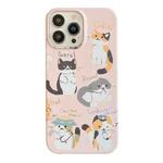 For iPhone 13 Pro Max Cartoon Film Craft Hard PC Phone Case(Three Cute Cats)