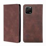 For Huawei nova Y61 Skin Feel Magnetic Horizontal Flip Leather Phone Case(Dark Brown)